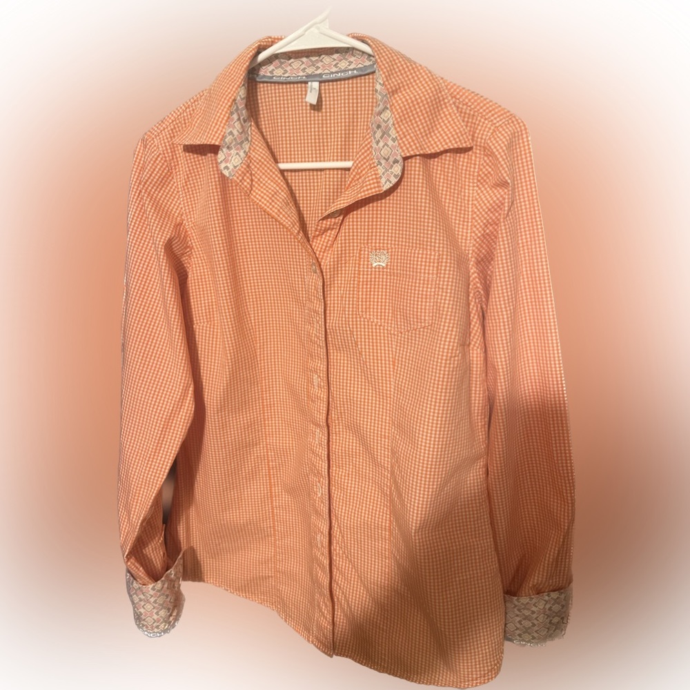 Cinch Women button down shirt, orange